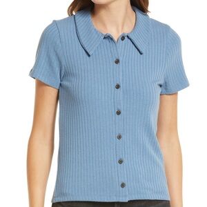 Madewell Blue Ribbed Polo